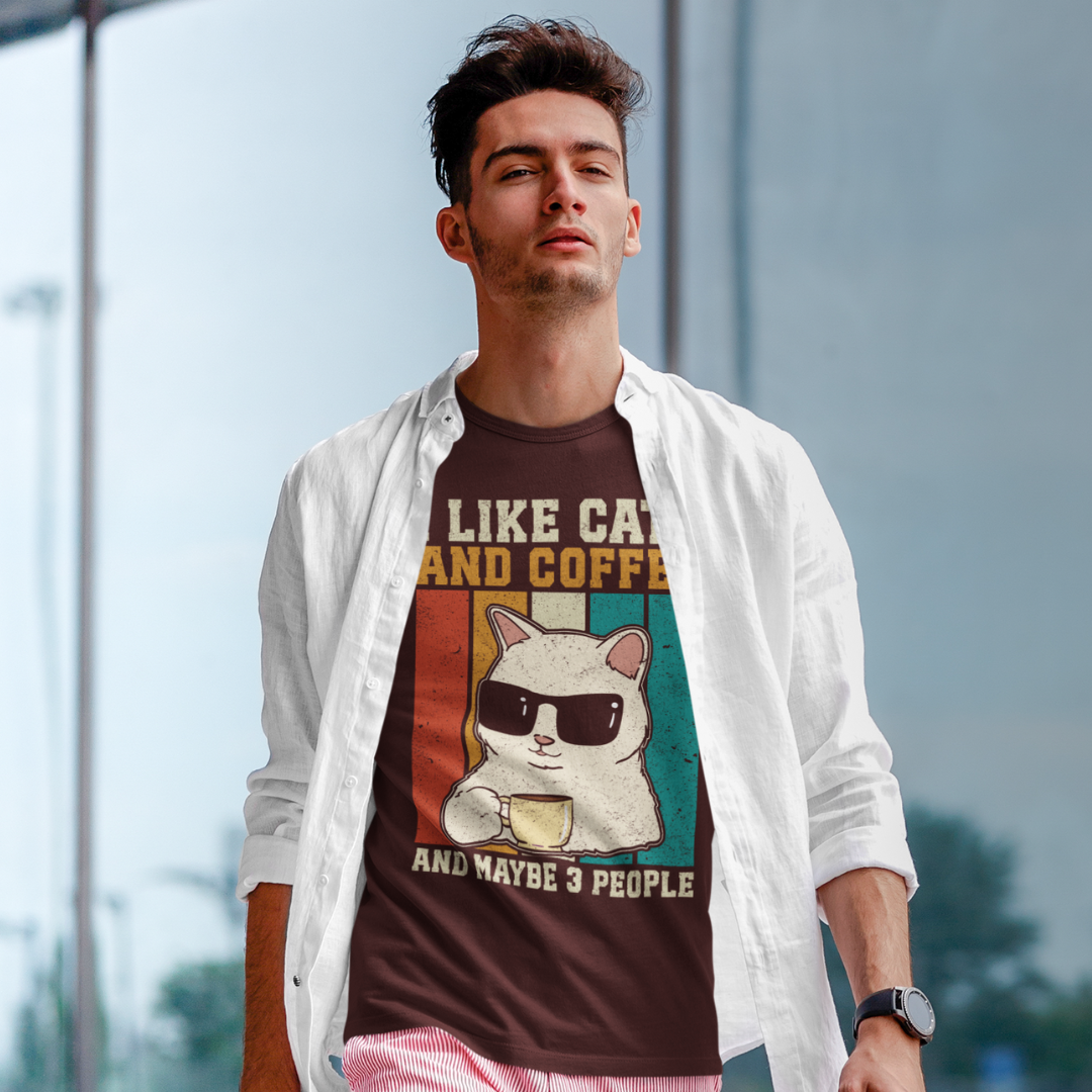 Coffee First, Cats Always – The Ultimate Unisex Oversized Tee for Effortless Cool!