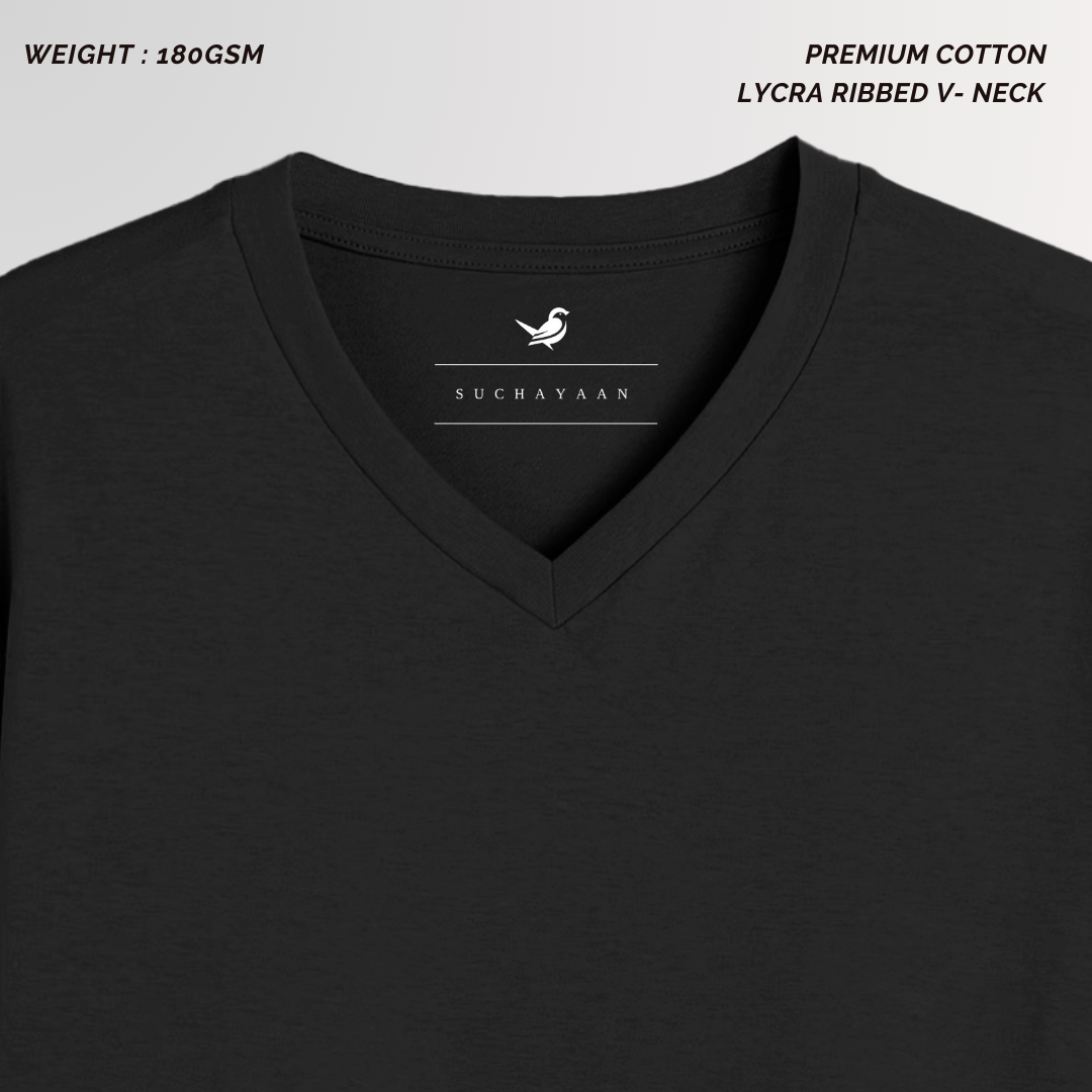 Midnight Black Classic V-Neck T-Shirt – Sleek & Timeless