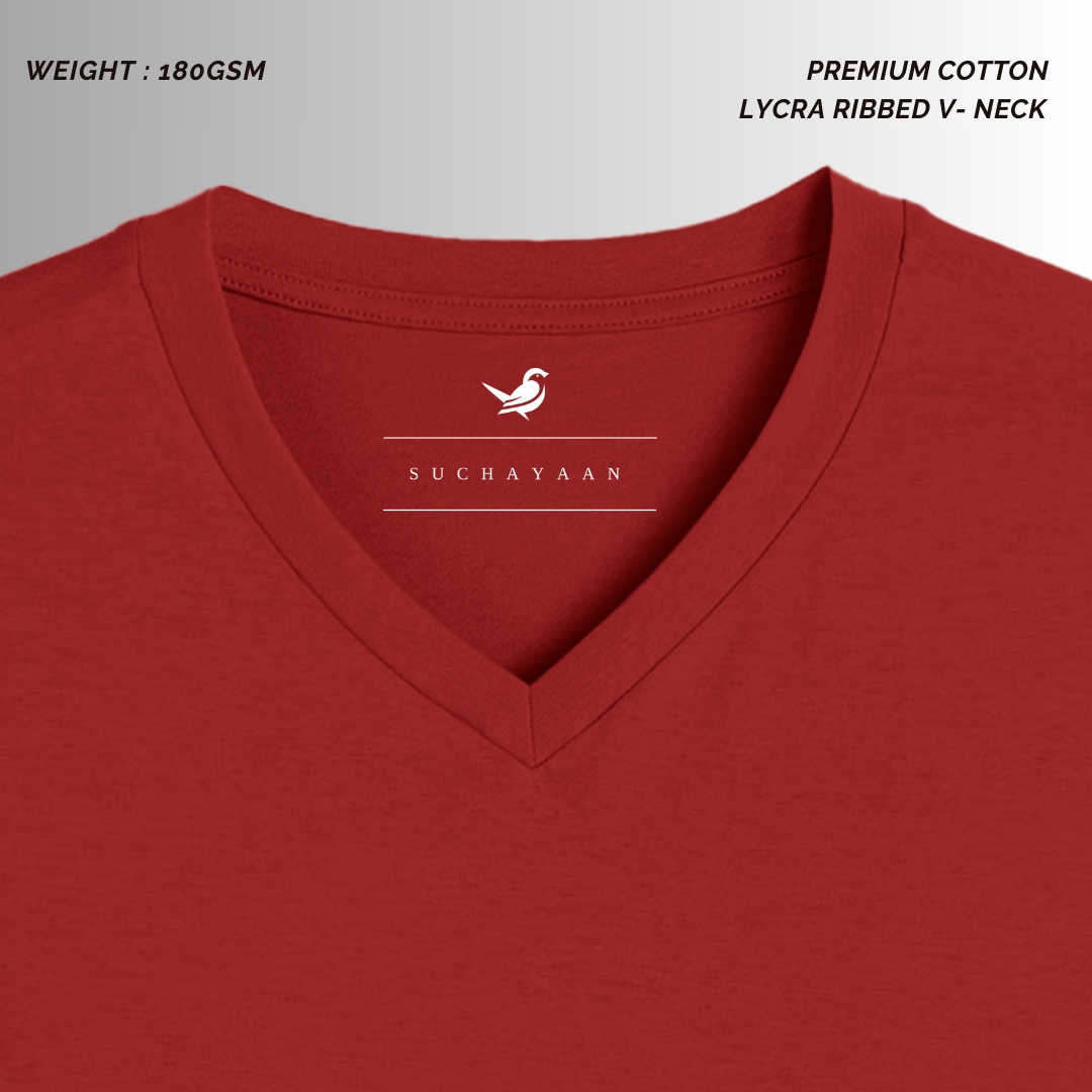 Fiery Red Classic V-Neck T-Shirt – Bold & Confident