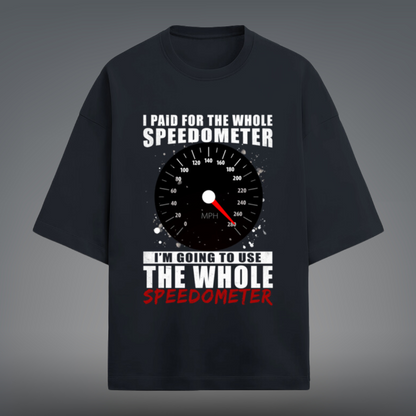 Full Speed Ahead – Minimalist Terry Oversized Speedometer T-Shirt for the Bold and Fast!