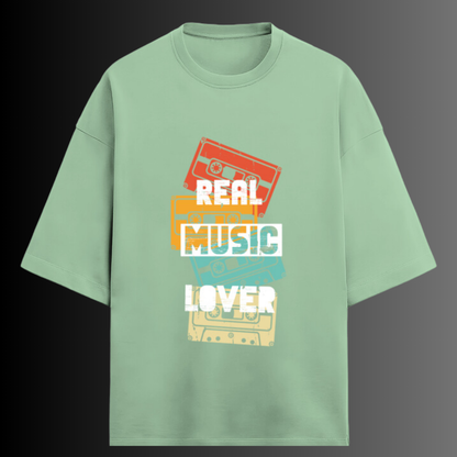 Real Music Lover - Embrace a unique design crafted on your very own French Terry Unisex Oversized T-Shirt, blending style and comfort effortlessly.