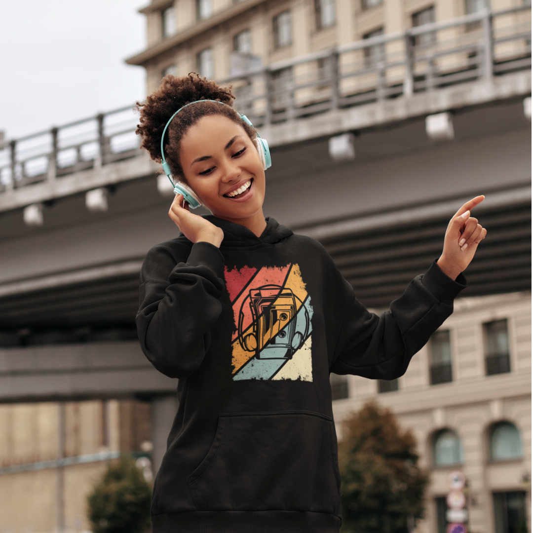 Mixtape Memories: Where Music Never Stops – Oversized Unisex Hoodie for the Kid at Heart!