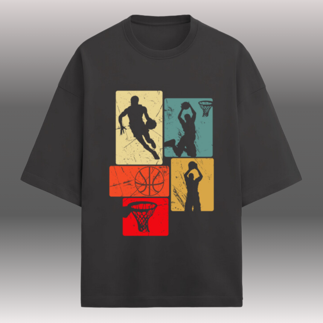 Basketball Illustration Terry Oversized Unisex T-Shirt – Perfectly crafted for basketball enthusiasts who live and breathe the game!