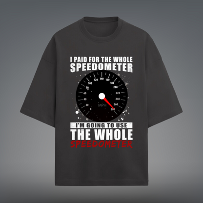 Full Speed Ahead – Minimalist Terry Oversized Speedometer T-Shirt for the Bold and Fast!