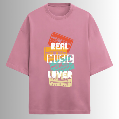 Real Music Lover - Embrace a unique design crafted on your very own French Terry Unisex Oversized T-Shirt, blending style and comfort effortlessly.