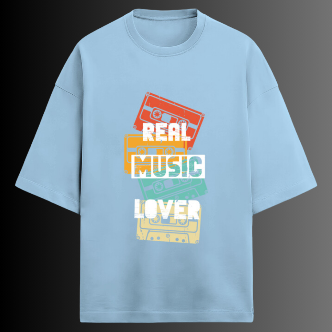 Real Music Lover - Embrace a unique design crafted on your very own French Terry Unisex Oversized T-Shirt, blending style and comfort effortlessly.