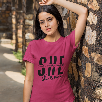 She is Me – A timeless round-neck women's top that celebrates the confident, empowered, and authentic you!