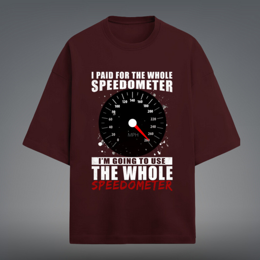 Full Speed Ahead – Minimalist Terry Oversized Speedometer T-Shirt for the Bold and Fast!