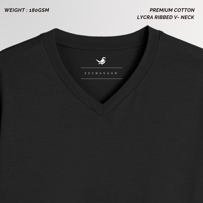 Midnight Black Classic V-Neck T-Shirt – Sleek & Timeless