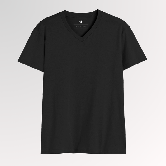 Midnight Black Classic V-Neck T-Shirt – Sleek & Timeless
