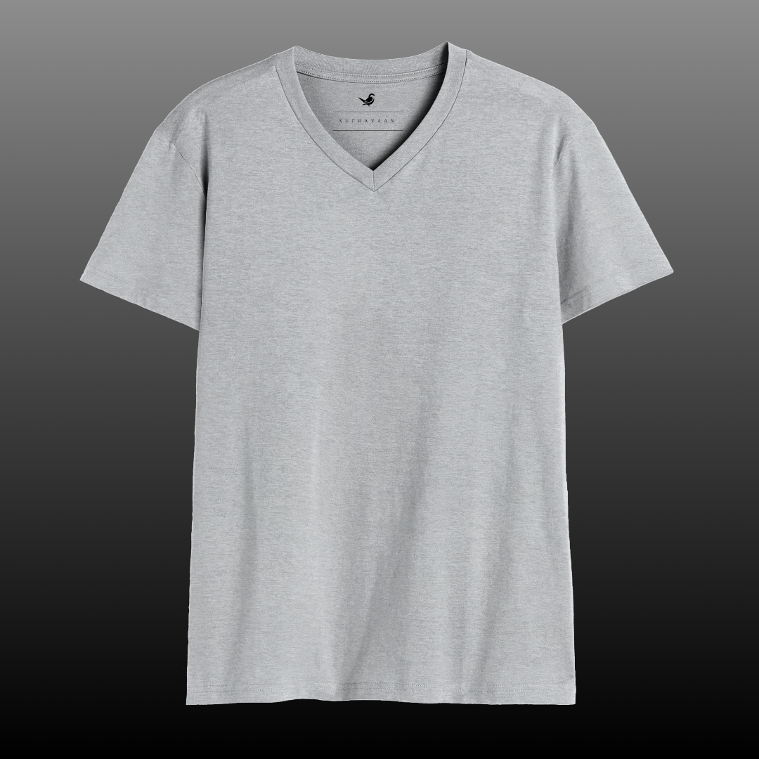 Grey Melange Urban V-Neck T-Shirt – Subtle & Versatile