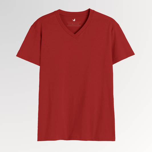 Fiery Red Classic V-Neck T-Shirt – Bold & Confident